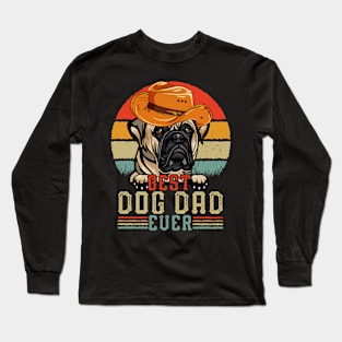 Vintage Best Dog Dad Ever Retro Headband Funny Father's Day Long Sleeve T-Shirt